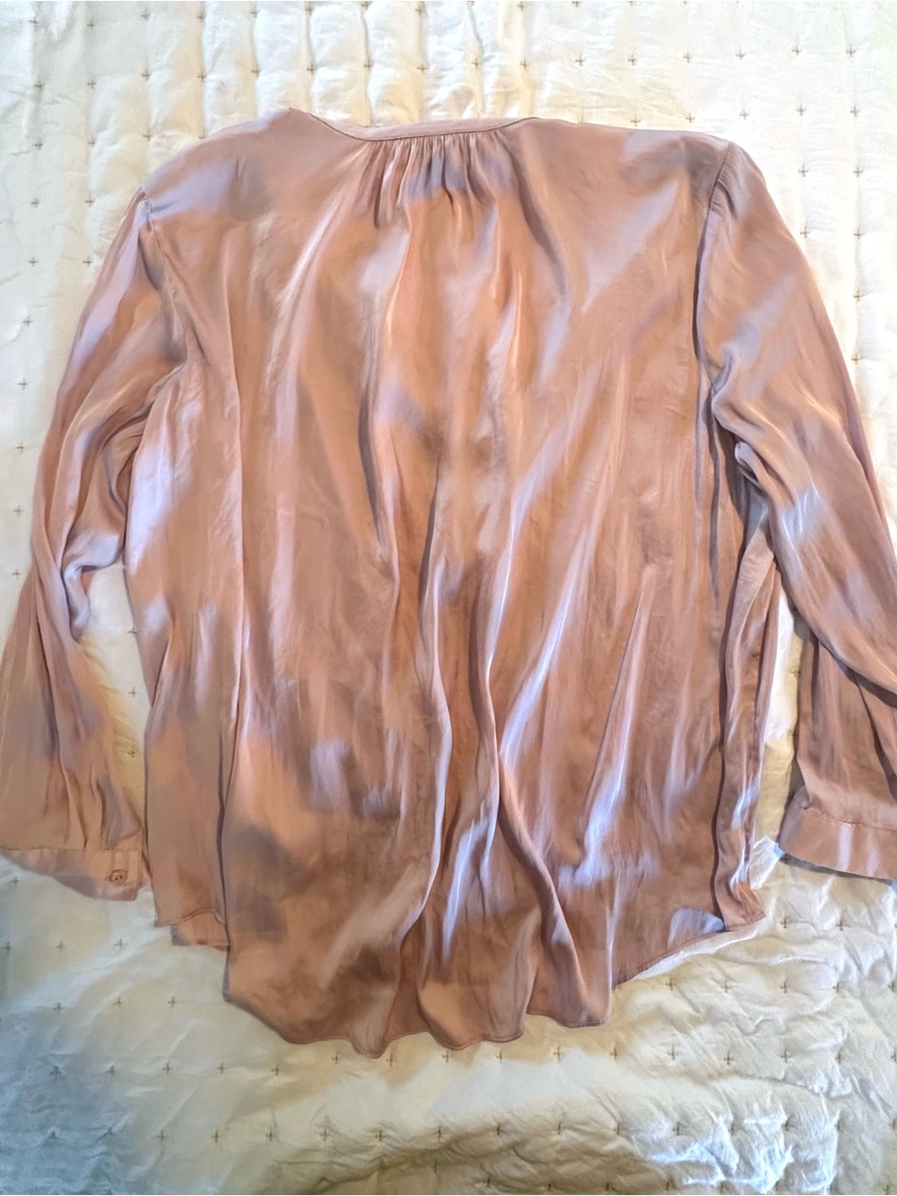 Nic & Zoe Rose Pink Satin Button Front Blouse 1X - Picture 7 of 12